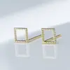 Pendientes Geométricos Huecos para Mujer Estilo Coreano Simples Pequeños Pendientes de Estudiante Moda Flor de Ciruelo Redondos Mini Pendientes Dorados