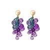 Brincos de Argola com Fio de Uva Roxa Doce 2023 Agulha de Prata 925 Estilo Japonês Design Fofo Fresco Criativo Brincos de Tarraxa de Frutas