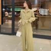 Moda Elegante Esportiva Casual de Duas Peças Calça de Perna Larga Emagrecedora Estilo Ocidental Novo Primavera e Outono Traje Estilo Chanel Feminino