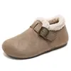 Zapatos Birkenstock con forro de felpa 2026 Invierno Nuevos Zapatos Retro Peludos para Exteriores Slip-on Engrosados Cálidos Casuales Botas de Algodón para Mujer
