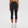 Shorts de yoga transfronterizos de nuevo estilo cepillado, de cintura alta, adelgazantes, atléticos, de longitud 7/8, para correr, fitness y yoga, para mujer