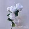 Rosa de Simulação Cinco Cabeças Rosa Redonda Ramo Único Pacote Rosa Casamento