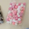 Pompones de poliéster de colores mixtos, pompones para manualidades, pequeños pompones de color macarrón navideño para bolsos pequeños