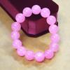 Pulseira de cristal de contas redondas de pó sintético de partículas grandes de 14mm, cristal rosa, calcedônia rosa, pedra hibisco, flor de pêssego