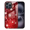 Capa de Vidro Temperado para Celular Apple 17Pro 16 Capa de Celular Floco de Neve Iphone18Promax Adequada para 14 Vermelho