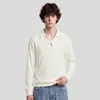 Ropa para hombre APO Camiseta tipo polo de punto transfronteriza estilo americano, cuello clásico, corte holgado, top casual versátil de manga larga