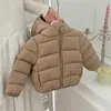 Nova jaqueta de algodão com enchimento para meninas, casaco de algodão leve para crianças, jaqueta de algodão de outono e inverno para meninos, agasalho com capuz para bebês