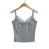 Deseo puro de viento chica caliente sexy interior umbilical sin mangas top de mujer ins encaje costuras cuello en V tirantes chaleco pequeño al por mayor