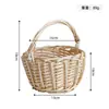 Cesta de picnic redonda, cesta de pan, cesta tejida a mano con asa ajustable, cesta para huevos y verduras, cesta para guardar snacks