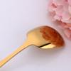 Jantar Household Square Head Ice Cream Spoon Sobremesa Jantar Spoon 304 Aço Inoxidável Long Handle Flat Bottom Spoon Grande Ouro