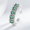 Corea del Sur Nueva Entrada Entrada Lujo Nicho Micro-incrustado Circonita Verde Puntiaguda Anillo para Mujer Ins Trendy Diseño Abierto Anillo para Dedo Índice