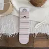Meias de Cano Médio com Bordado de Cachorro Cartoon Fofo para Mulheres, Meias Slouch Listradas Rosa Tendência Ins Coreana para Primavera e Verão