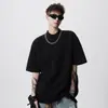 Camiseta de Cor Sólida com Gola Alta Meia-Manga em Tecido Air Layer, Novo Estilo de Verão, Design Solto de Manga Longa Estilo Americano, Camiseta Pesada de Manga Meia-Manga