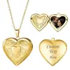 Collar con Colgante de Corazón de Acero Inoxidable 316L Europeo y Americano Transfronterizo, Caja para Fotos con Grabado, Se Abre para Guardar Fotos, Colgante de Corazón para Regalo