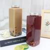 Botella cuadrada de 500 ml de alta apariencia para té de leche de celebridad de Internet, botella de plástico desechable PET transparente para jugo, bebida