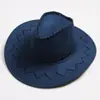 Sombrero de vaquero de mezclilla occidental para hombre y mujer, gamuza vintage con cuerda a prueba de viento, ala grande, protección solar, sombrero para el sol, sombrero de viaje para lugares pintorescos