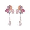 Pendientes de Gota de Flor de Zirconio de Color Microincrustados de Alta Resistencia Lujo Ligero Aguja de Plata de Gama Alta Pendientes Versátiles Retro Venta al por Mayor