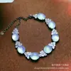 Pulsera de Moda Nueva con Incrustaciones de Calcedonia Rosa Hielo Chapada en Plata al por Mayor Ágata Blanca Versátil Pulsera de Jade Joyería Regalo