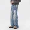Jeans casuales holgados estilo retro americano lavados para hombres y mujeres, nuevo estilo de primavera y otoño con diseño agrietado, pantalones versátiles de pierna recta