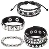 Juego de Cuatro Piezas de Pulseras de Cadena Estilo Punk Multicapa de Nuevo Estilo Europeo y Americano para Hombres, Pulseras de Cadena Personalizadas, Pulseras de Remaches Hip-Hop