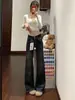 Chao Li tiene en stock Jeans de Micro-bota Temporada Otoño/Invierno para Mujer Más Terciopelo Más Grosor Cintura Alta Doble Botón Adelgazantes Pantalones de Bocina de Herradura