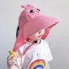 Novo Chapéu de Pescador Infantil Respirável Chapéu de Sol para Meninos e Meninas Proteção UV Aba Larga Echarpe Apito Chapéu à Prova de Vento