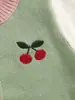 2026 Novo Cardigã de Tricô de Algodão Puro para Meninas Moda Primavera e Outono Cor Blocada Jaqueta Flor de Cerejeira Suéter Top Casual Estiloso