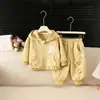Conjunto de Top con Capucha de Estilo Coreano Nuevo para Niñas Primavera y Otoño, Lindo Conjunto de Dos Piezas Casual con Dibujos Animados para Niñas