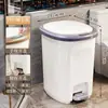 Cubo de basura con tapa, a prueba de olores, con pedal, para sala de estar, diseño simple, gran capacidad, papelera, operado con el pie para baño