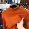 Suéter de punto grueso de color liso con cuello alto de imitación de lana fina para hombre, top de manga larga, ropa para hombre