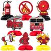 Suministros de decoración para fiesta de camión de bomberos fuego bombero decoración de panal bola de panal para mesa fiesta de cumpleaños infantil
