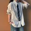 Camisa Masculina de Outono com Design Patchwork, Gravata Falsa, Manga Longa, Camada Base para Ternos, Roupa Interna para Camadas, Roupa Externa Masculina