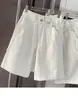 Shorts de Mezclilla de Color Contrastante de Talla Grande Europeos y Americanos para Mujer Verano Delgados Sueltos Rectos de Cinco Puntos Cintura Alta Ajustados Pantalones Retro