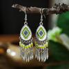 Pendientes vintage con borlas de plumas distintivas para mujer, diseño bohemio turquesa, estilo étnico, modernos.