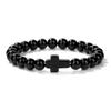 Pulsera de cuentas de piedra nueva transfronteriza europea y americana Pulsera simple retro para hombre pulsera de cuentas de cruz para combinar con todo pulsera de negocios