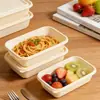 Caixa de Almoço Descartável Biodegradável de Amido de Milho, Caixa de Embalagem para Viagem, Caixa de Almoço Doméstica de Grau Alimentício, Micro-ondas