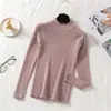 Tricô Feminino Suéter Gola Meia-alta Outono e Inverno Novo Estilo Coreano Camisa Base Slim Fit Emagrecedor Manga Longa Curto Suéter Interno