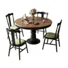 Mesa de comedor maciza estilo medieval, diseño de columna romana retro francés, sensación de lujo ligero y alta gama, adecuada para apartamentos pequeños, mesa redonda