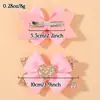 Nuevo Tocado para Niñas Accesorios para el Cabello de Corazón Pinza para el Pelo de Niña Linda Tarjeta Pinza para el Pelo de Dibujos Animados con Lazo de Puntos Rosas 5289