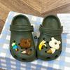 Zapatos tipo Croc Infantiles de Conejito Lindo de Dibujos Animados con Hebillas Florales y Accesorios Decorativos de Felpa 3D