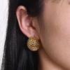 Brincos ocos de bola simples de aço titânio europeu e americano brincos de moda feminina de aço inoxidável retro jóias de comércio exterior atacado