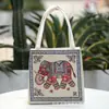 Nova Bolsa de Mão Estilo Étnico Bolsa de Tecido de Areia Bordada Bolsa Mini de Tecido Bordada com Seda Dourada Dupla Face Bolsa Hanfu