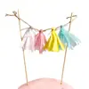 Decoración de Pastel para Fiesta Estilo Ins Papel de Navidad Postre Colorido Enchufe Decoración de Borla para Fiesta de Bodas Bandera