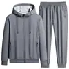 Traje deportivo casual de dos piezas para hombre, primavera y otoño, transpirable, algodón puro, corte holgado, talla grande, suéter cárdigan moderno y pantalones