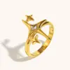 Europa y Estados Unidos anillo de estrella polar de circón transfronterizo acero inoxidable chapado en oro de 18 quilates diseño de nicho joyería creativa de alta gama para mujeres