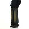 Pantalones Vaqueros Retro Negros Lavables para Hombre y Mujer Pantalones Deportivos Americanos de Pierna Ancha Pierna Recta Suelta Caída Versátiles Casuales Largos