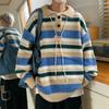Marca da Moda Europeia e Americana Suéter Listrado Macio e Encerado com Lapela para Homens e Mulheres Design Estilo Preguiçoso Versátil Jaqueta Suéter Tendência