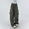 Pantalones Cargo Plegados Estilo Retro Americano High Street para Mujer, Otoño e Invierno 2025 Nuevos Pantalones Rectos Holgados de Cintura Alta Adelgazantes de Pierna Ancha