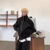 Jaqueta de Lã com Gola Dupla Estilo Coreano Masculina Tendência Nicho Moda Silhueta Solta de Alta Qualidade Jaqueta Lisa Top