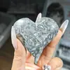Piedra Bruta de Cristal Natural Forma de Corazón Juguete Pieza Portátil en Forma de Corazón Manualidad de Cristal Decoración del Hogar Adorno de Piedra